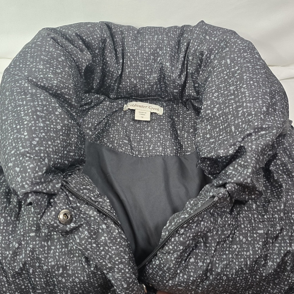 COLDWATER CREEK Gray Speckled Puffer Vest with LARGE Collar Size 1X 18